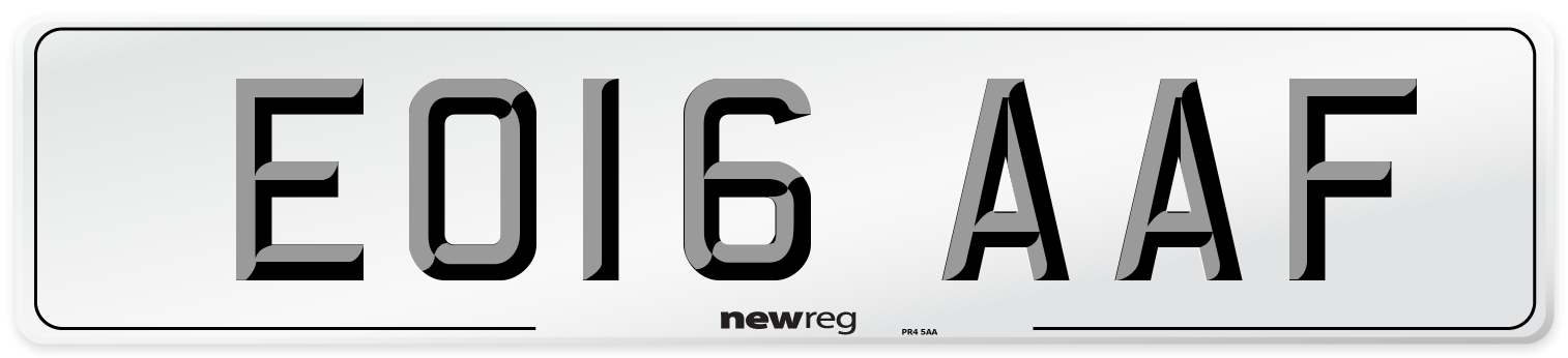 EO16 AAF Number Plate from New Reg
